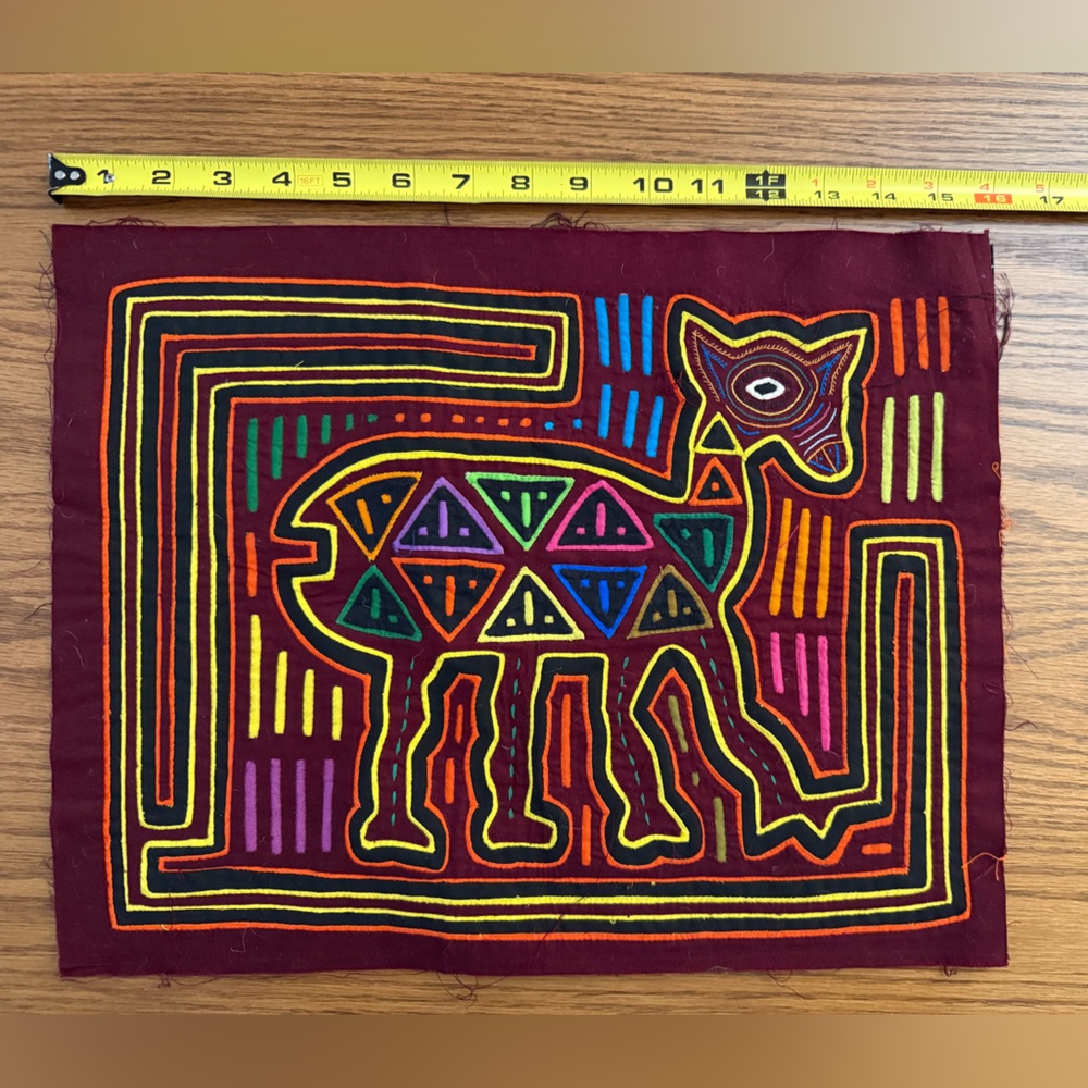 Colorful Vintage Authentic MOLA Appliqué Art Panama